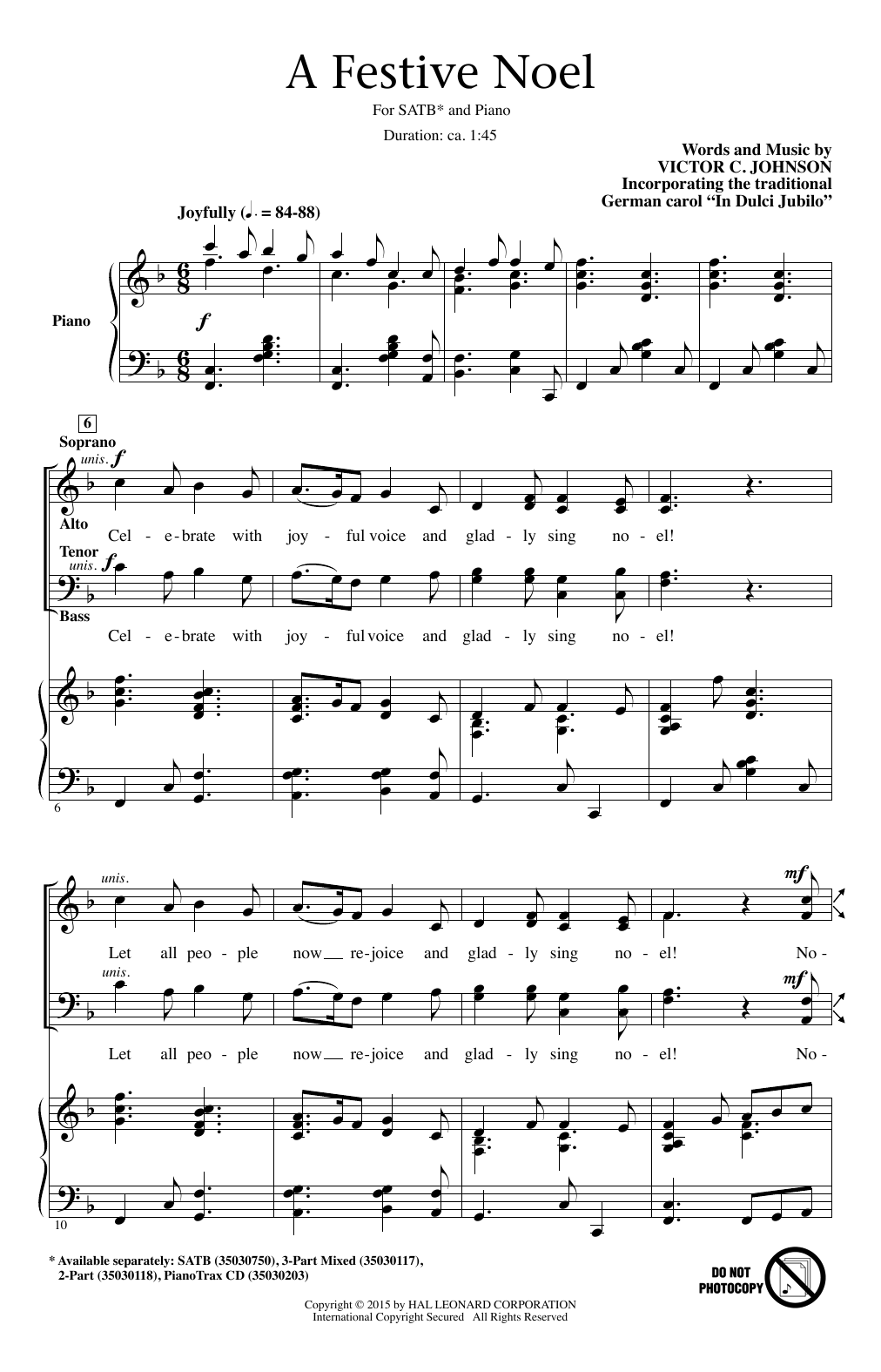 Victor C. Johnson A Festive Noel sheet music notes and chords. Download Printable PDF.