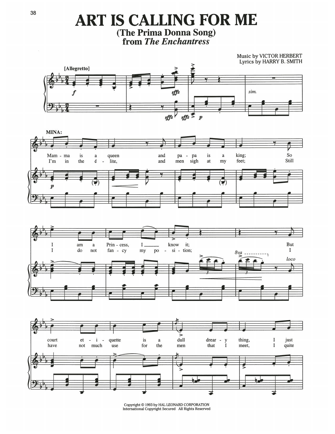 Victor Herbert Art Is Calling For Me sheet music notes and chords. Download Printable PDF.