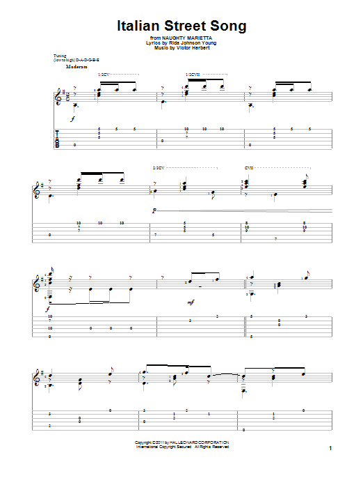 Victor Herbert Italian Street Song sheet music notes and chords. Download Printable PDF.