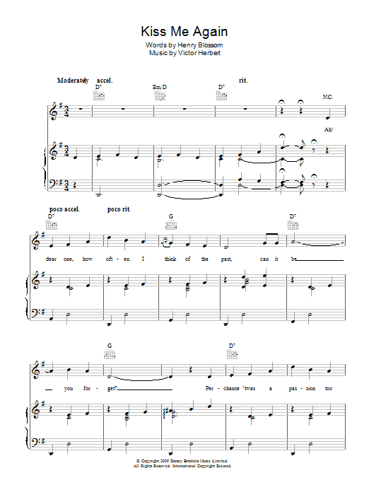 Victor Herbert Kiss Me Again sheet music notes and chords. Download Printable PDF.