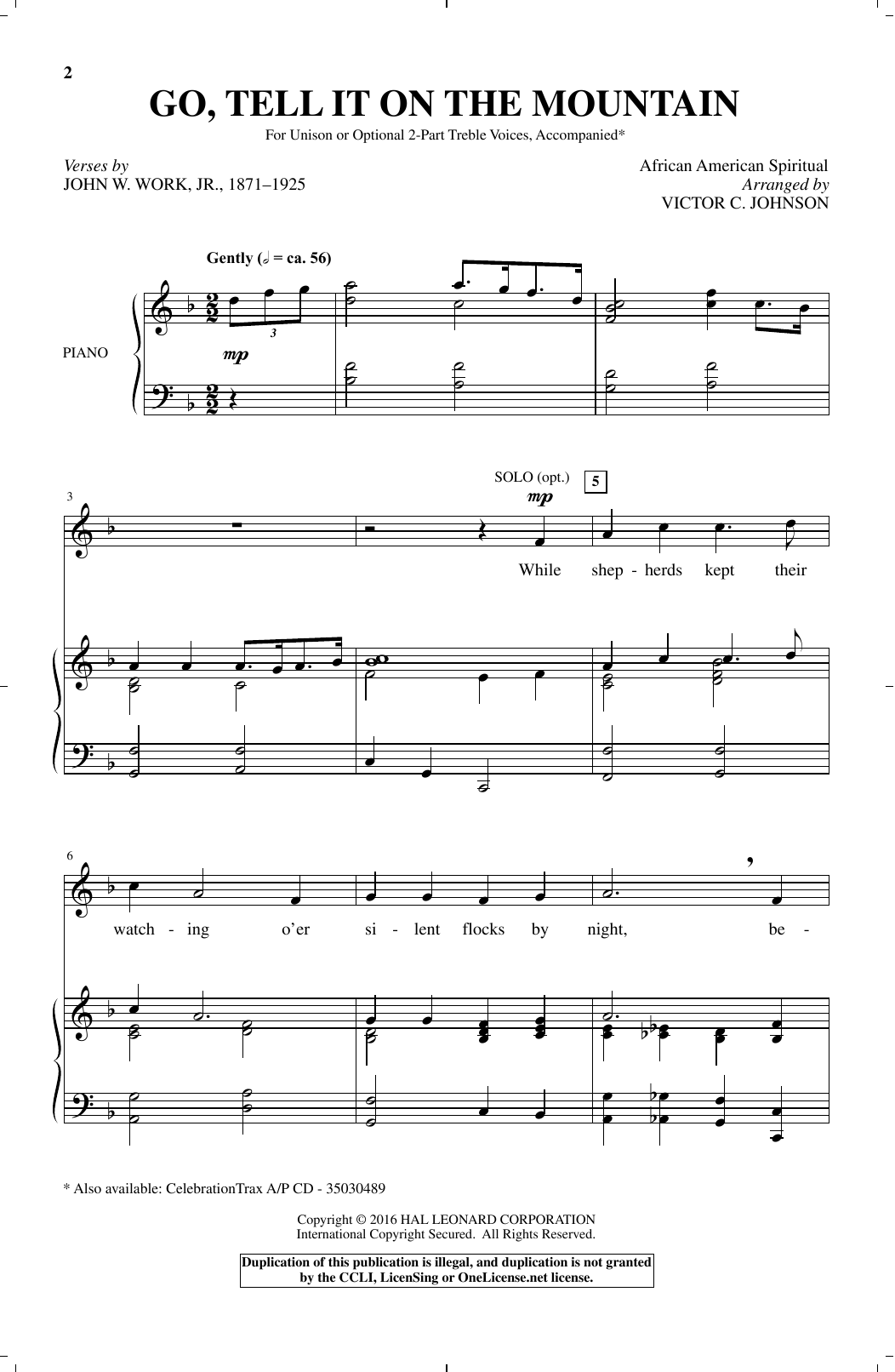 African-American Spiritual Go Tell It On The Mountain (arr. Victor Johnson) sheet music notes and chords. Download Printable PDF.