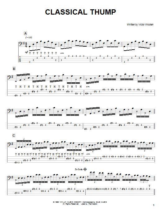 Victor Wooten Classical Thump sheet music notes and chords. Download Printable PDF.