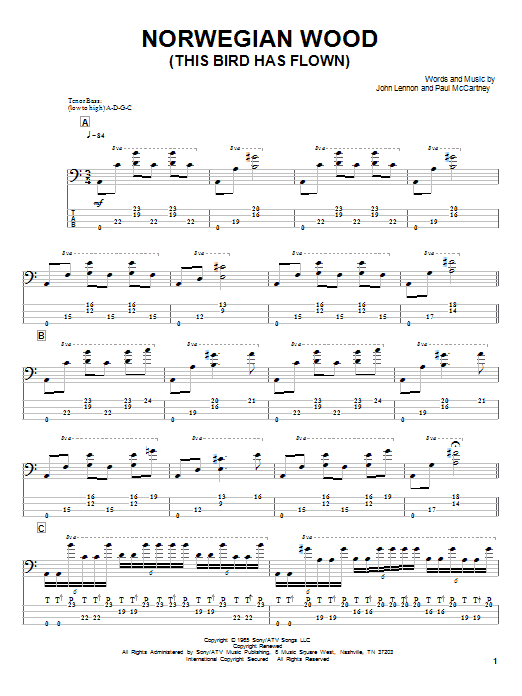 Learn to play Victor Wooten Norwegian Wood (This Bird Has Flown) sheet music for Bass Guitar Tab in minutes. Price: 7.8900$ Victor Wooten Norwegian Wood (This Bird Has Flown) sheet music notes and chords arranged for Bass Guitar Tab