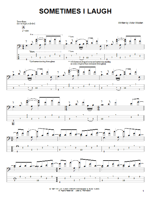 Learn to play Victor Wooten Sometimes I Laugh sheet music for Bass Guitar Tab in minutes. Price: 7.8900$ Victor Wooten Sometimes I Laugh sheet music notes and chords arranged for Bass Guitar Tab