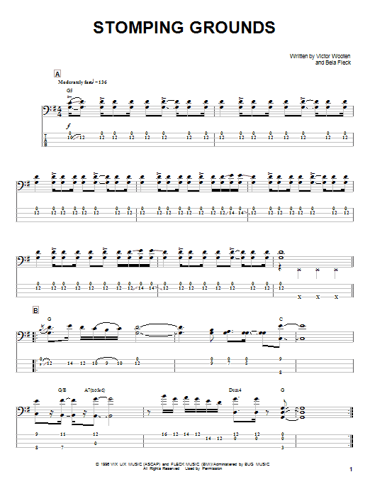 Victor Wooten Stomping Grounds sheet music notes and chords. Download Printable PDF.