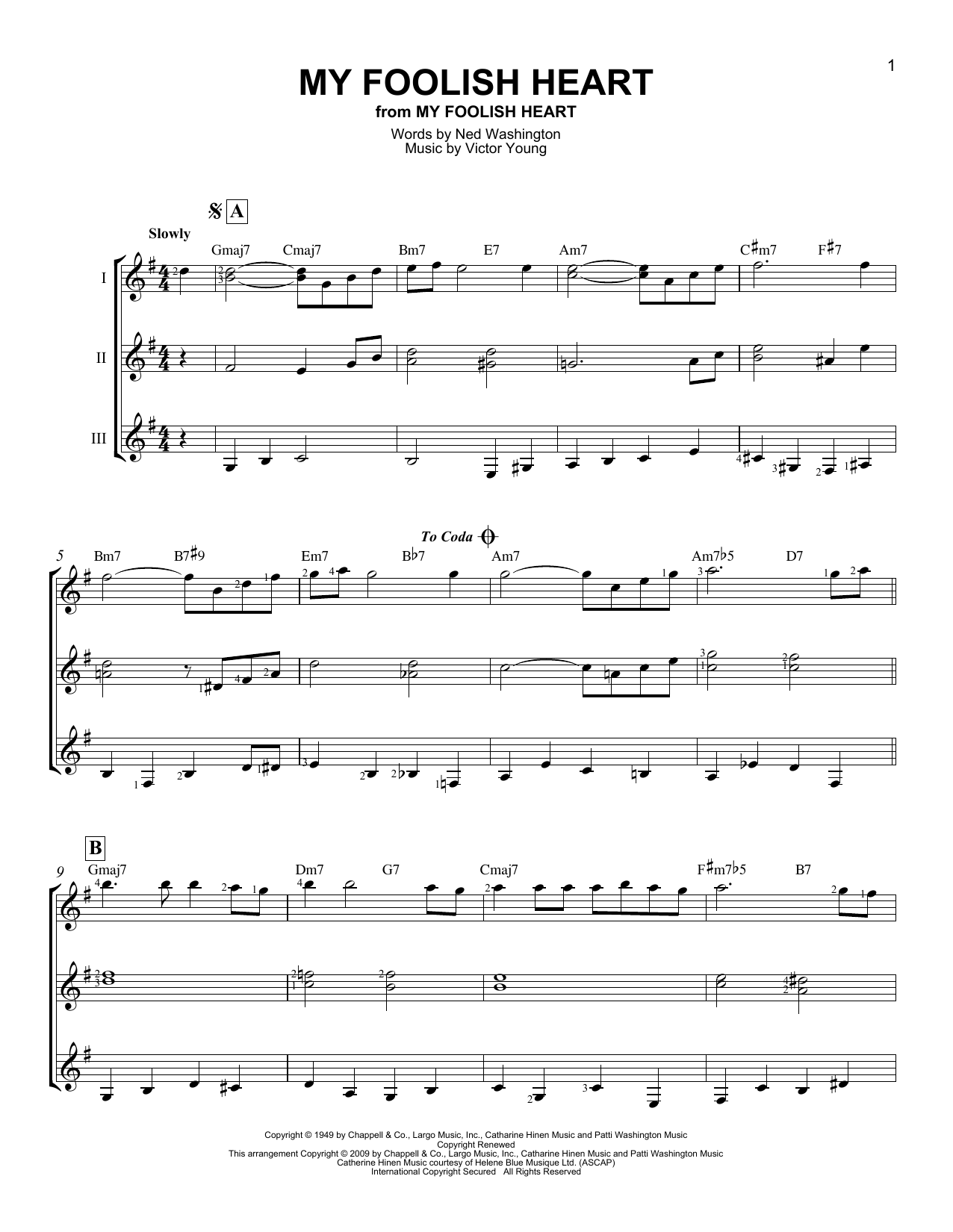 Victor Young My Foolish Heart sheet music notes and chords. Download Printable PDF.