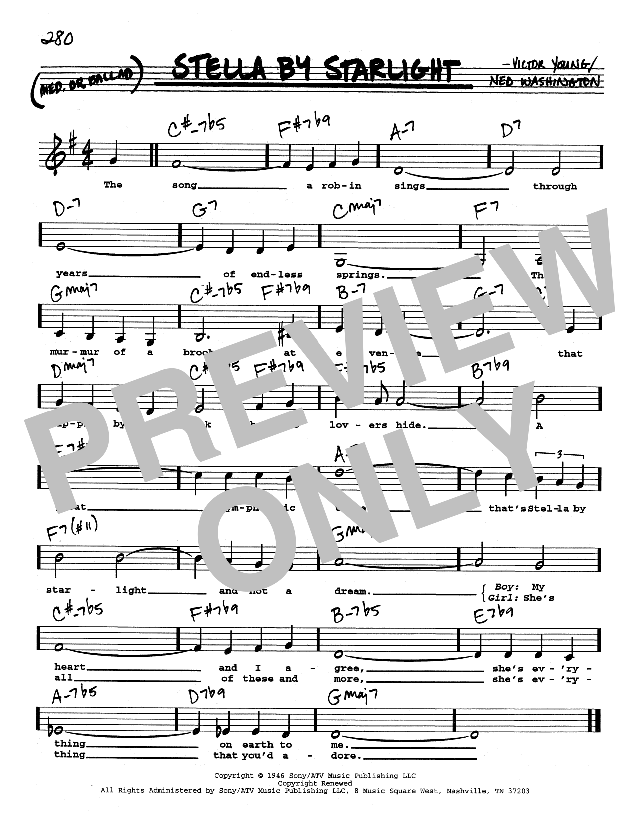 Victor Young Stella By Starlight (Low Voice) sheet music notes and chords arranged for Real Book – Melody, Lyrics & Chords