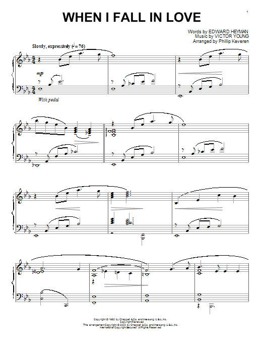 Victor Young When I Fall In Love sheet music notes and chords arranged for Piano Solo