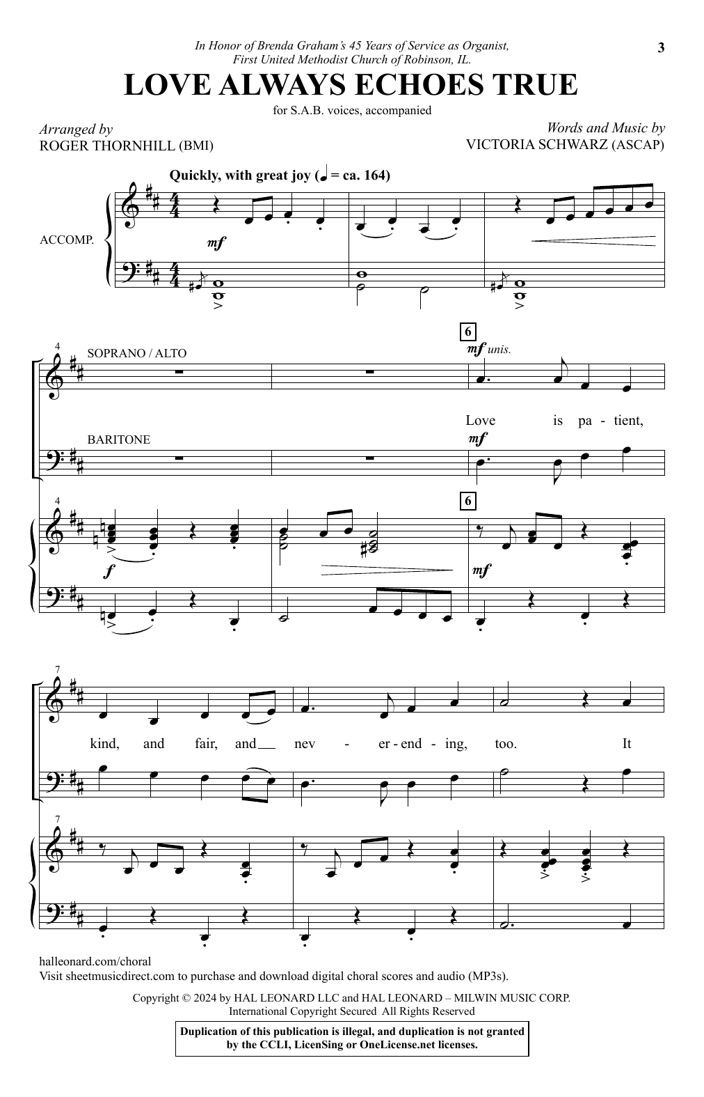 Victoria Schwarz Love Always Echoes True (arr. Roger Thornhill) sheet music notes and chords. Download Printable PDF.