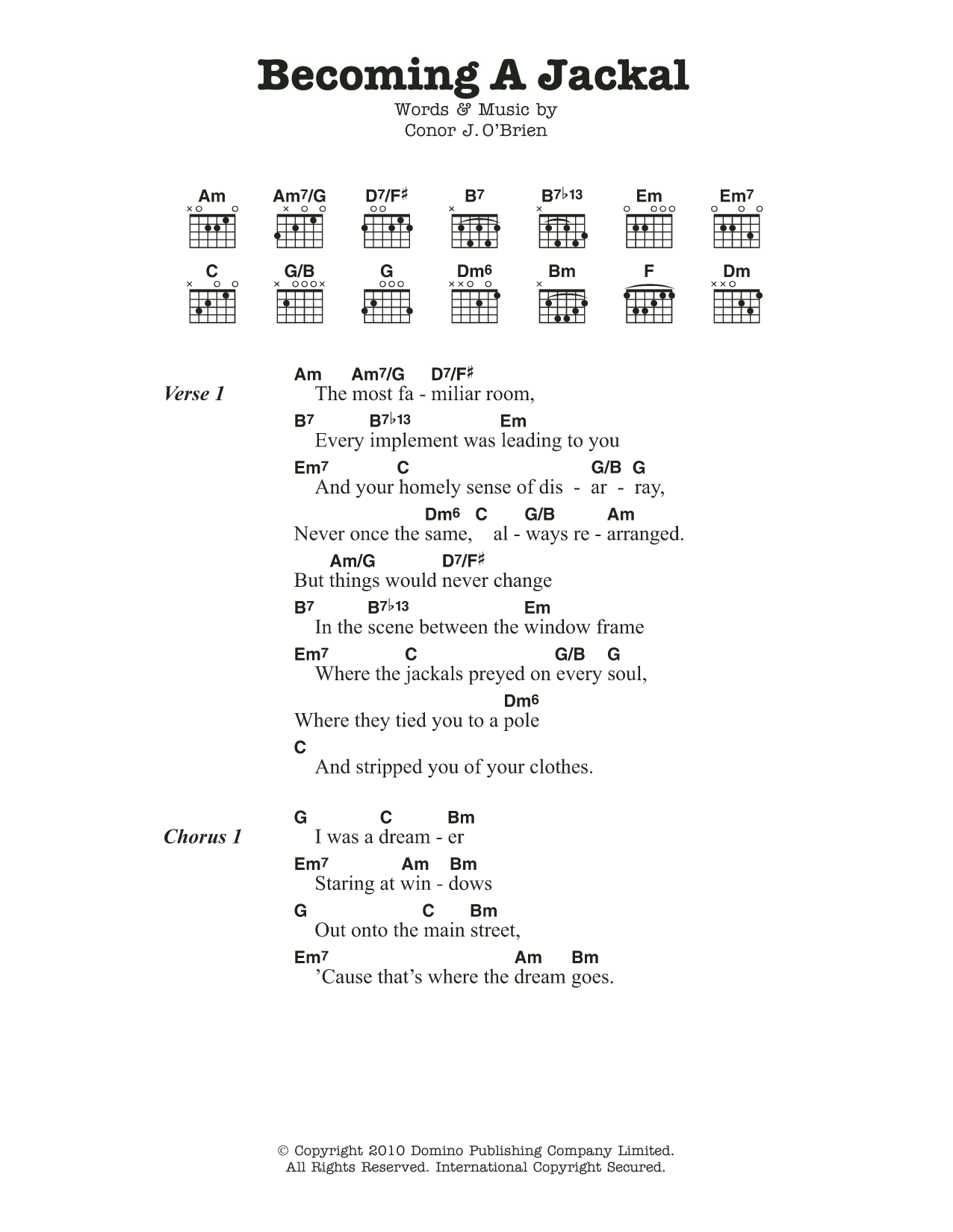 Villagers Becoming A Jackal sheet music notes and chords. Download Printable PDF.