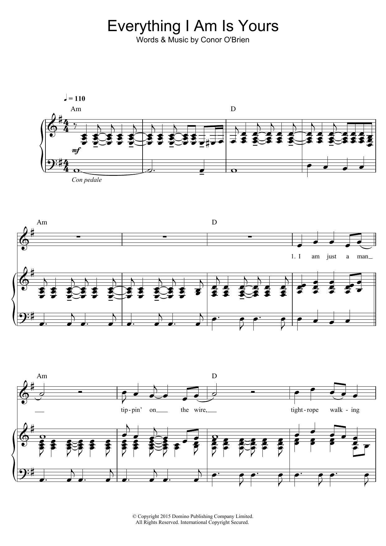 Villagers Everything I Am Is Yours sheet music notes and chords. Download Printable PDF.