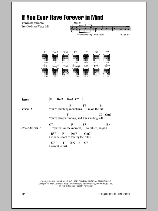 Vince Gill If You Ever Have Forever In Mind sheet music notes and chords. Download Printable PDF.