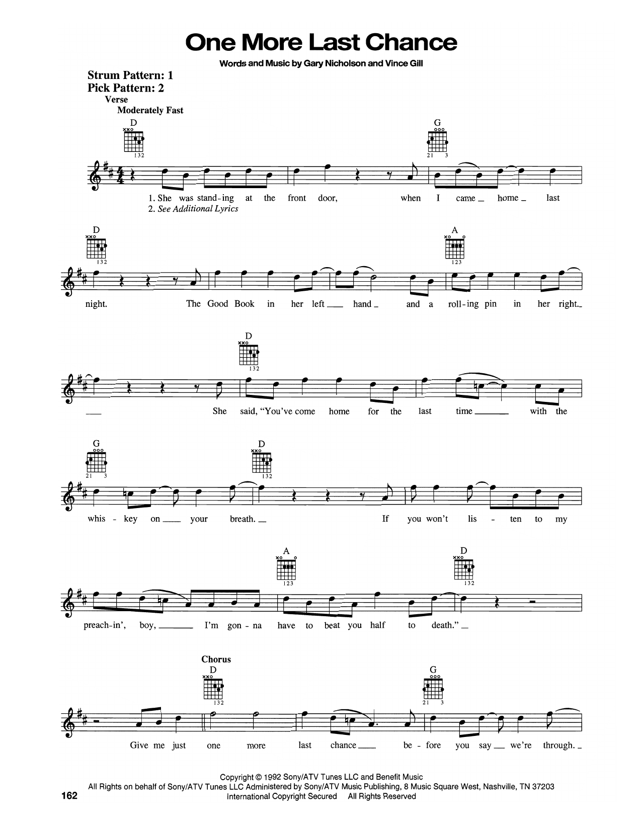 Vince Gill One More Last Chance sheet music notes and chords. Download Printable PDF.