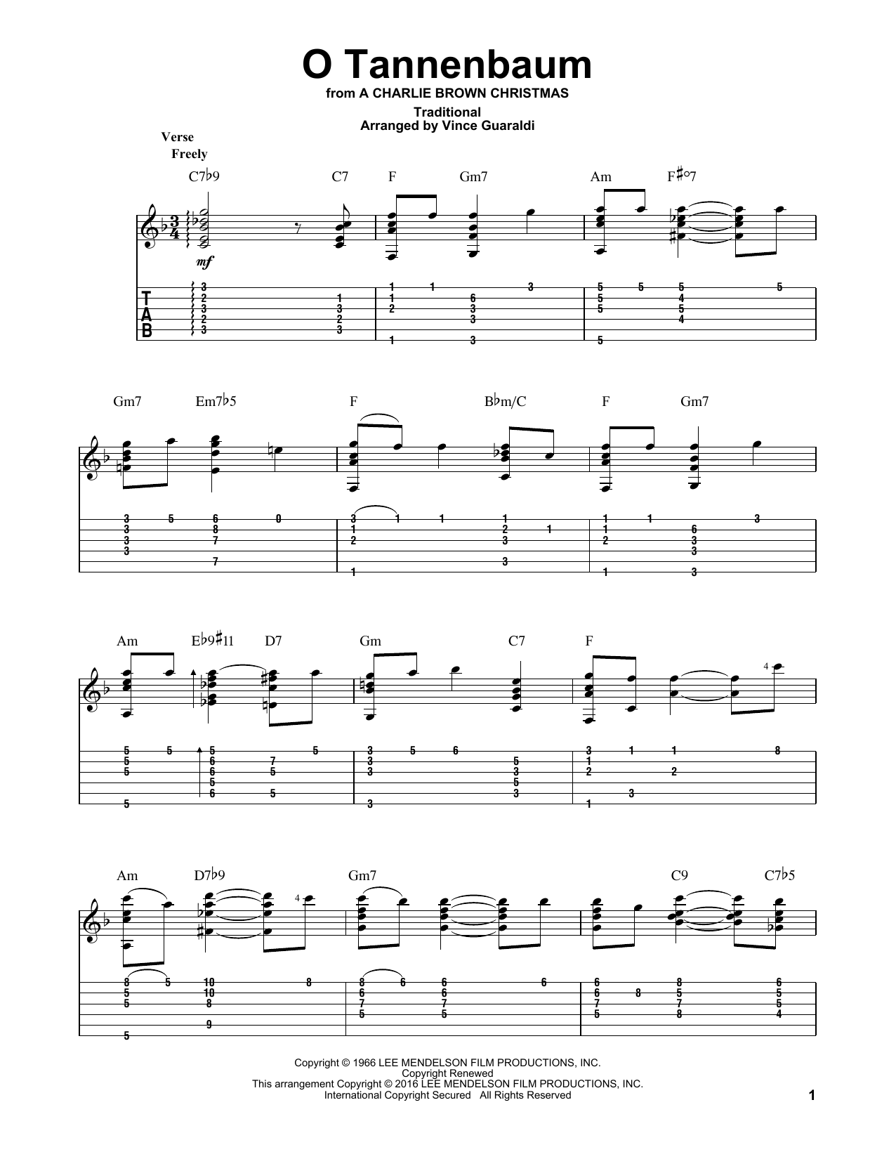 Vince Guaraldi Trio O Tannenbaum sheet music notes and chords. Download Printable PDF.