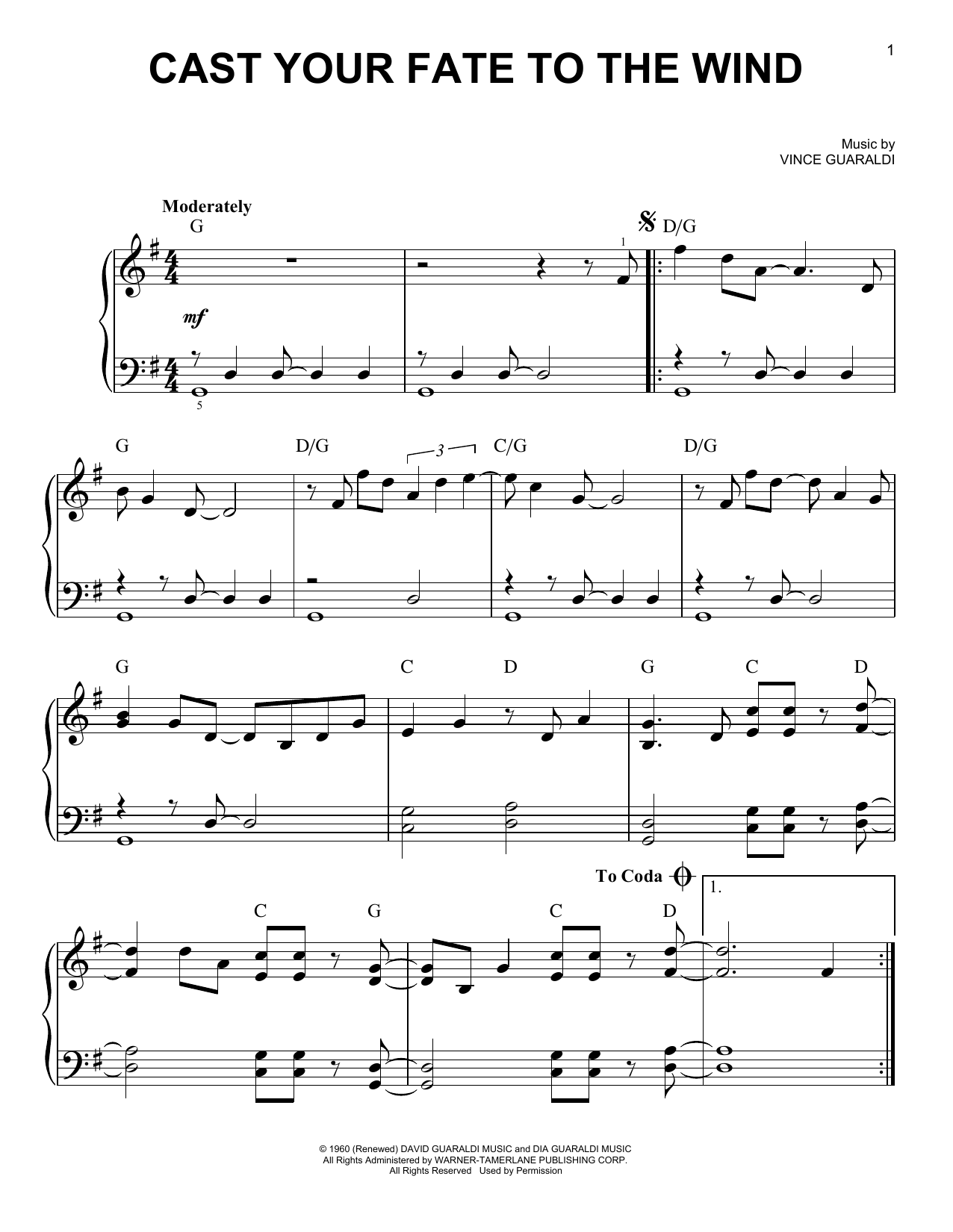 Vince Guaraldi Cast Your Fate To The Wind sheet music notes and chords. Download Printable PDF.