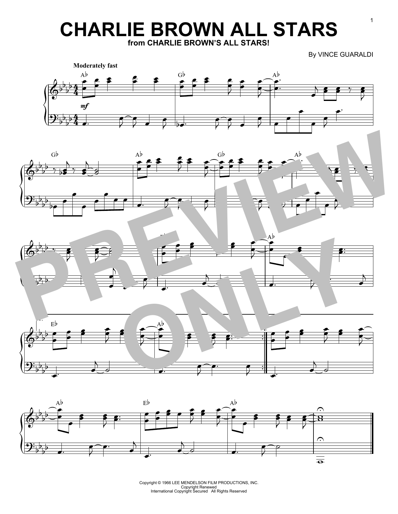 Learn to play Vince Guaraldi Charlie Brown All Stars sheet music for Piano Solo in minutes. Price: 7.8900$ Vince Guaraldi Charlie Brown All Stars sheet music notes and chords arranged for Piano Solo