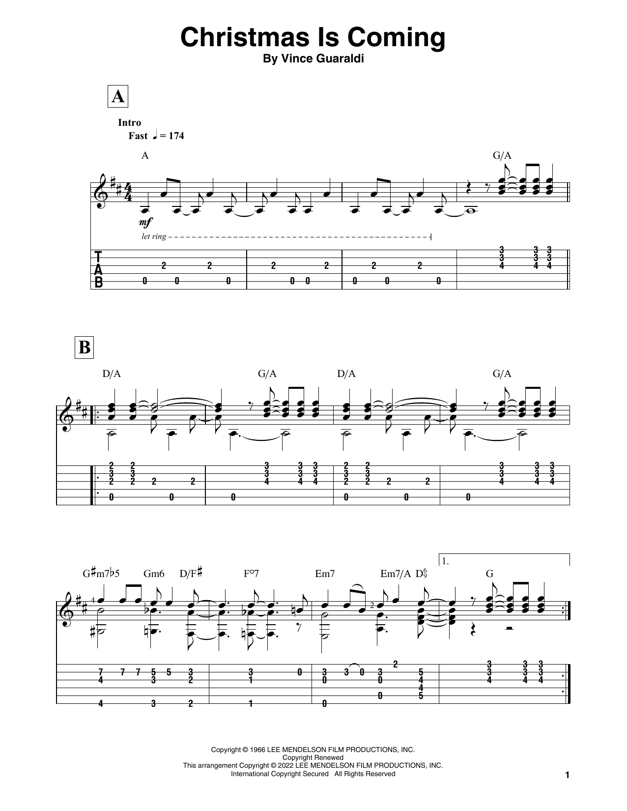 Vince Guaraldi Christmas Is Coming (from A Charlie Brown Christmas) sheet music notes and chords. Download Printable PDF.