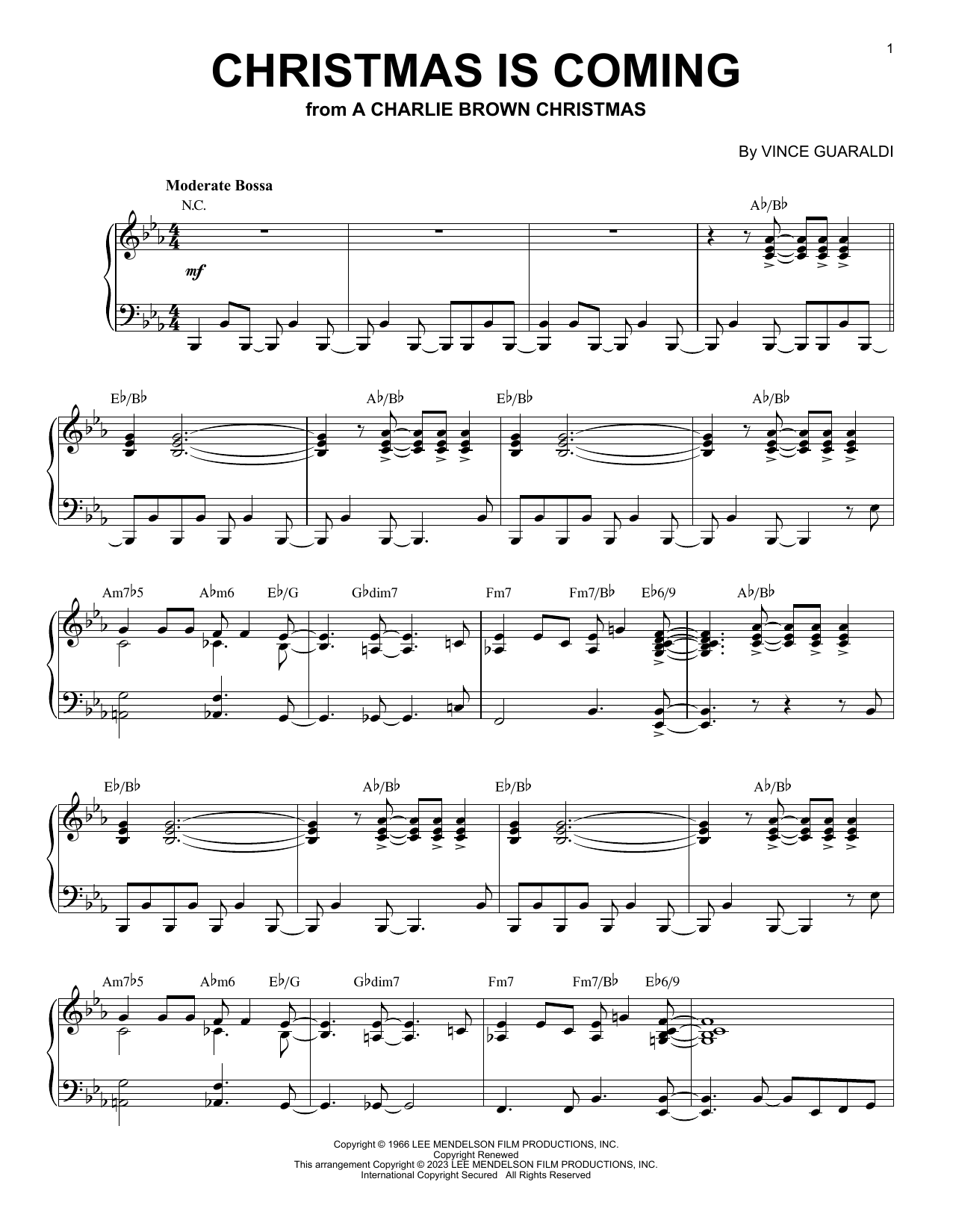 Vince Guaraldi Christmas Is Coming [Jazz version] (arr. Brent Edstrom) sheet music notes and chords. Download Printable PDF.