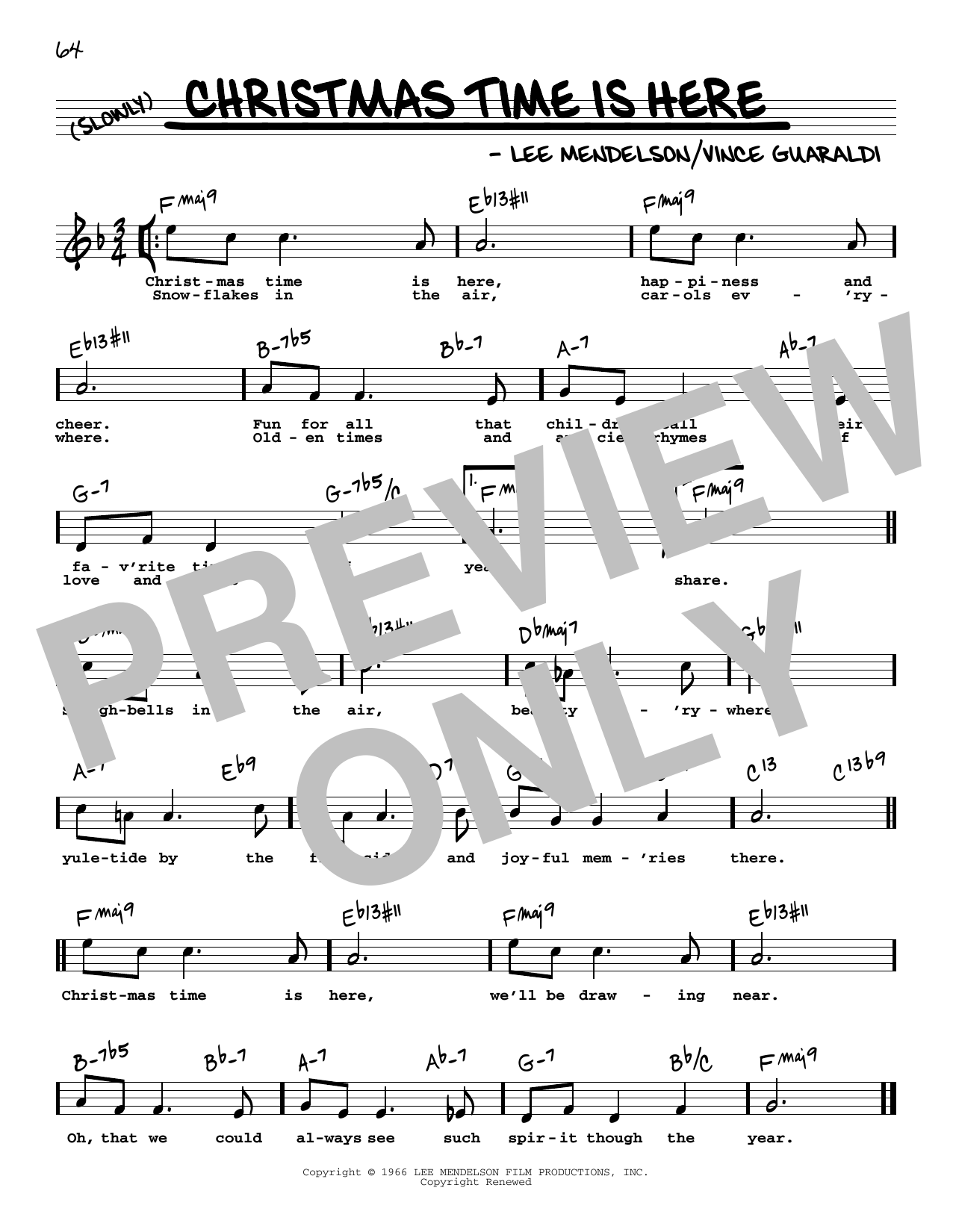 Vince Guaraldi Christmas Time Is Here (High Voice) sheet music notes and chords. Download Printable PDF.