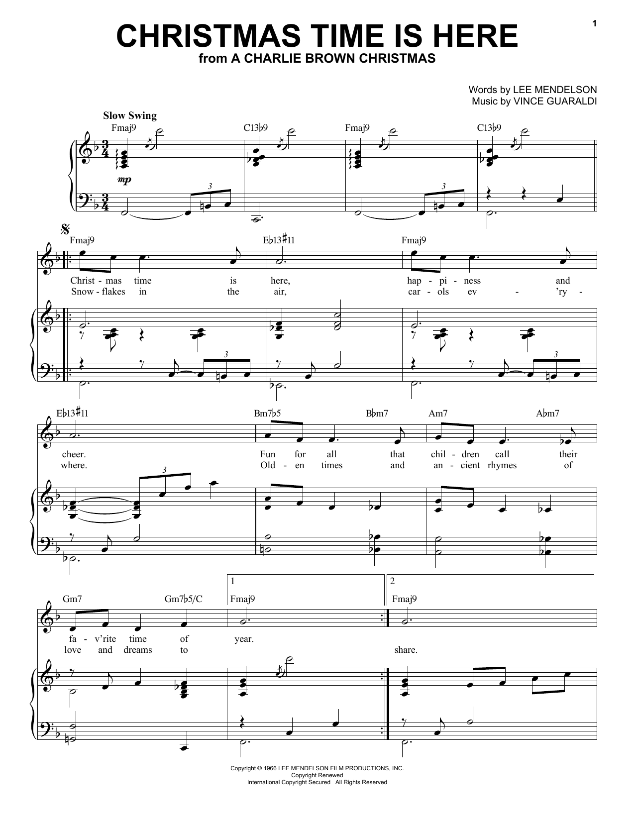 Vince Guaraldi Christmas Time Is Here [Jazz Version] (arr. Brent Edstrom) sheet music notes and chords. Download Printable PDF.