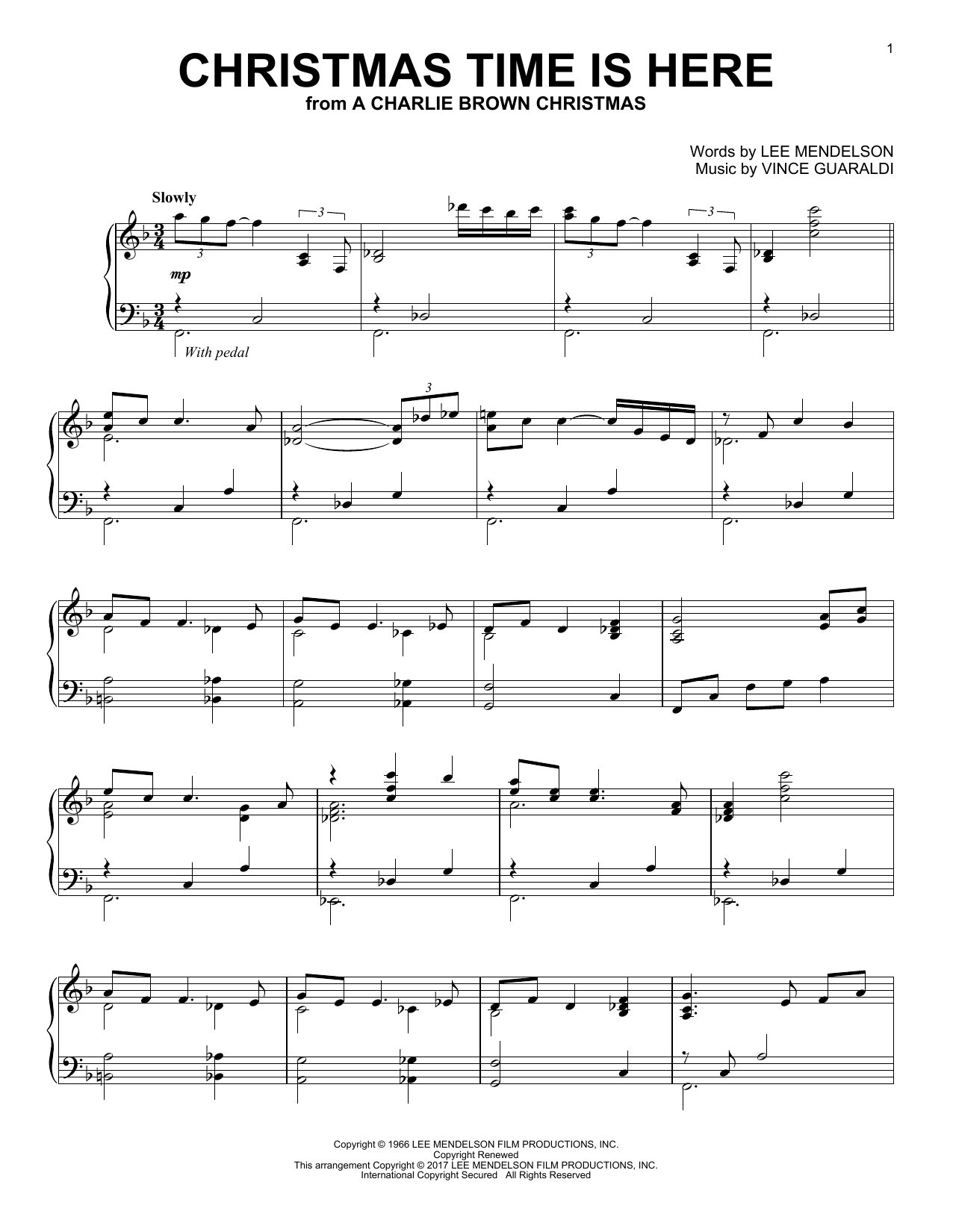 Vince Guaraldi Christmas Time Is Here [Jazz version] sheet music notes and chords. Download Printable PDF.