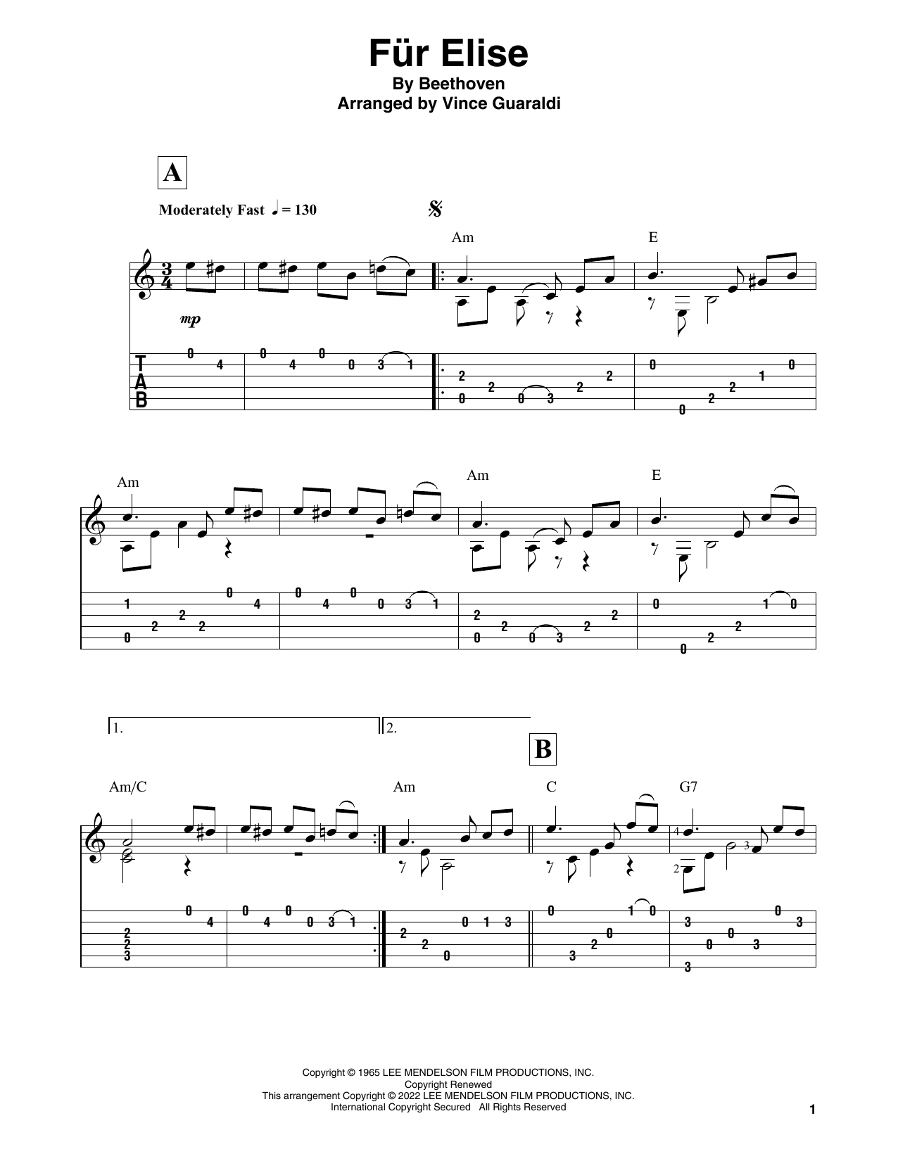 Vince Guaraldi Fur Elise (from A Charlie Brown Christmas) sheet music notes and chords. Download Printable PDF.