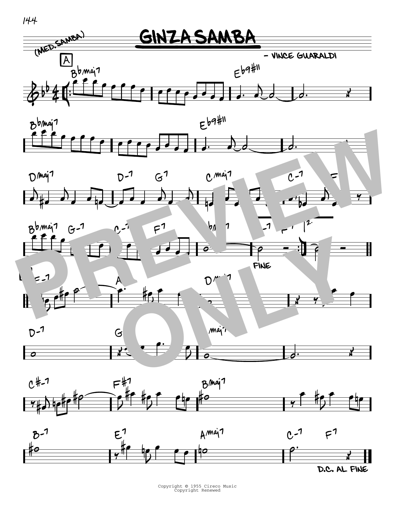 Vince Guaraldi Ginza Samba sheet music notes and chords arranged for Real Book – Melody & Chords