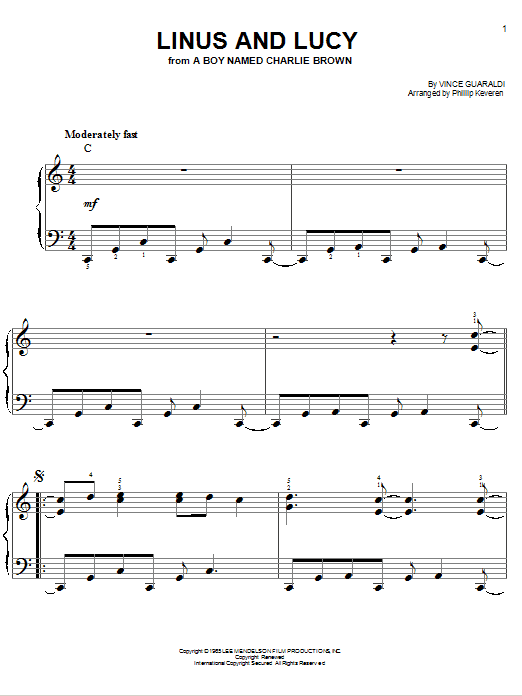 Phillip Keveren Linus And Lucy sheet music notes and chords. Download Printable PDF.