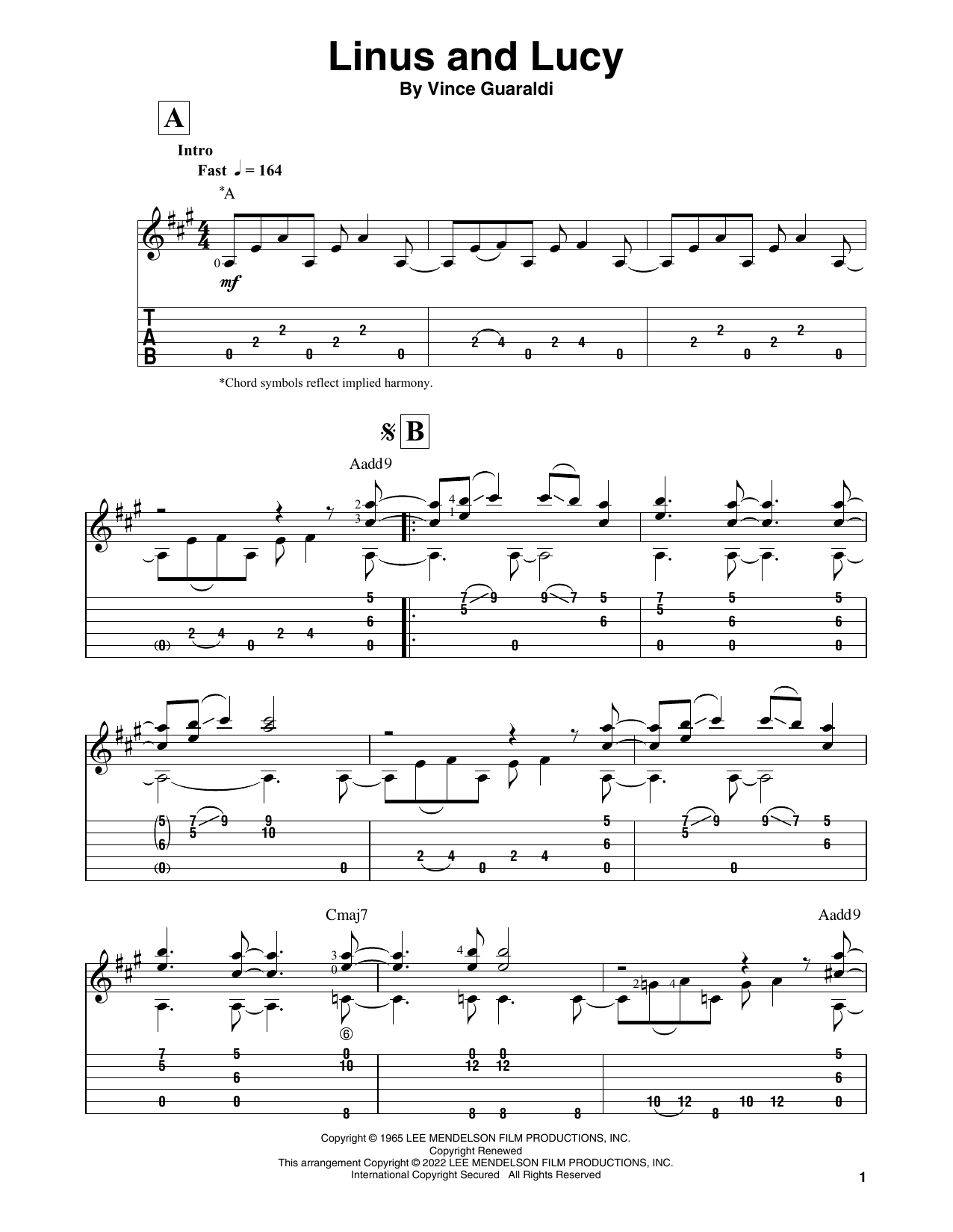 Vince Guaraldi Linus And Lucy (from A Charlie Brown Christmas) sheet music notes and chords. Download Printable PDF.