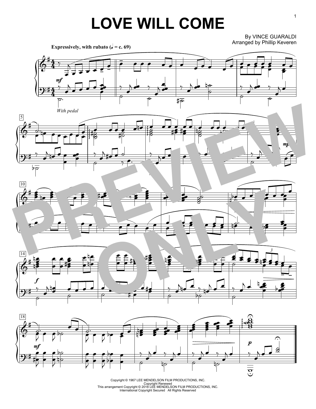 Phillip Keveren Love Will Come sheet music notes and chords. Download Printable PDF.