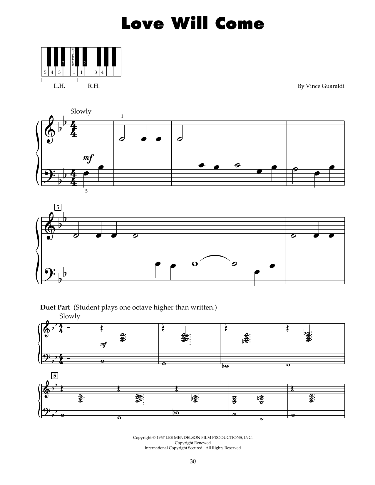 Vince Guaraldi Love Will Come sheet music notes and chords. Download Printable PDF.