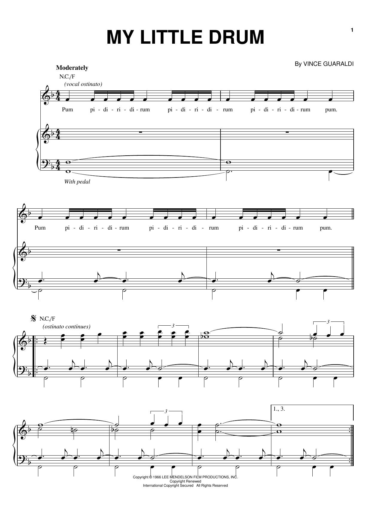 Vince Guaraldi My Little Drum sheet music notes and chords. Download Printable PDF.