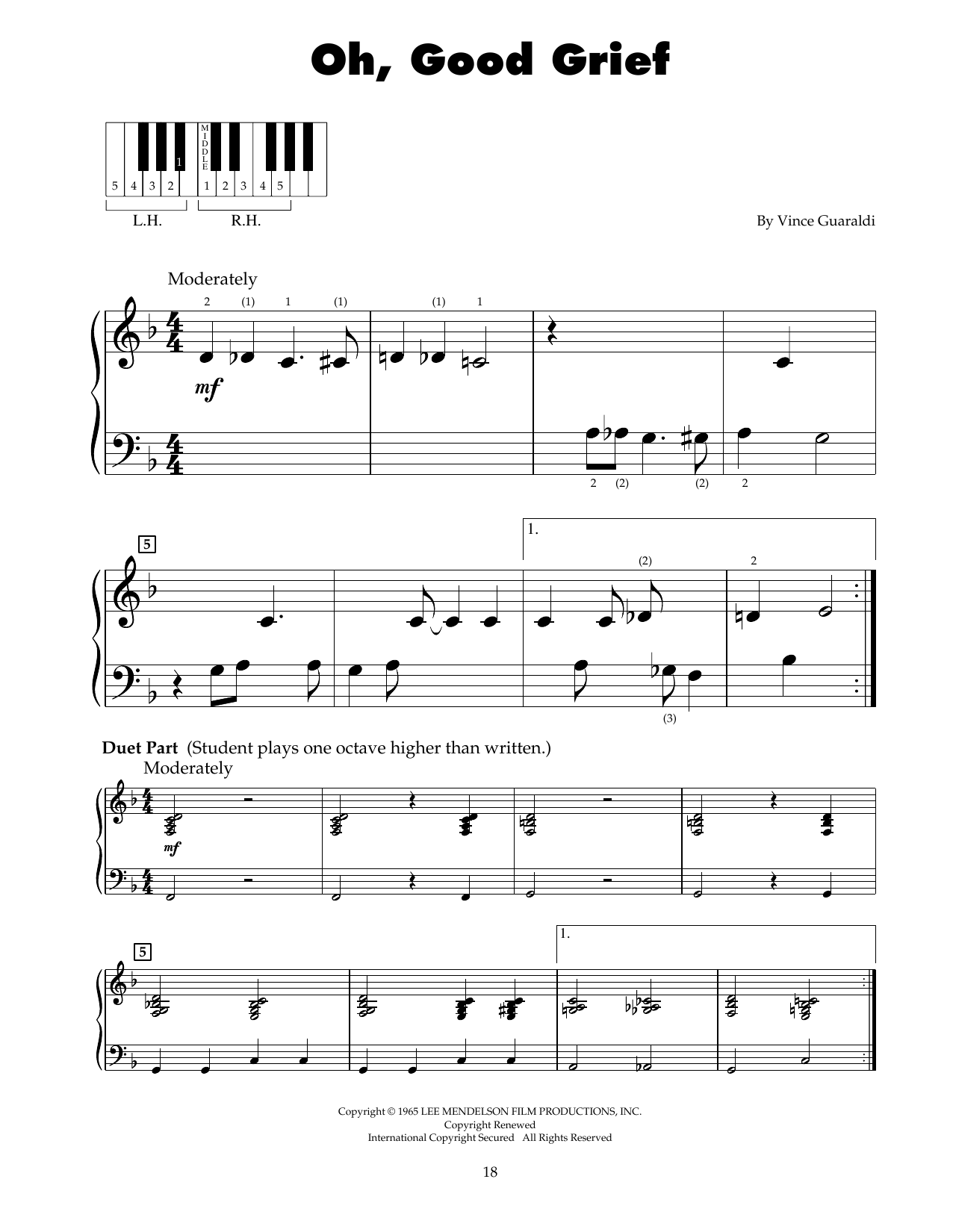 Vince Guaraldi Oh, Good Grief sheet music notes and chords. Download Printable PDF.