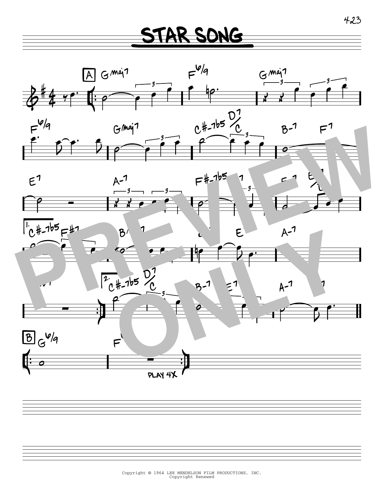 Vince Guaraldi Star Song sheet music notes and chords. Download Printable PDF.