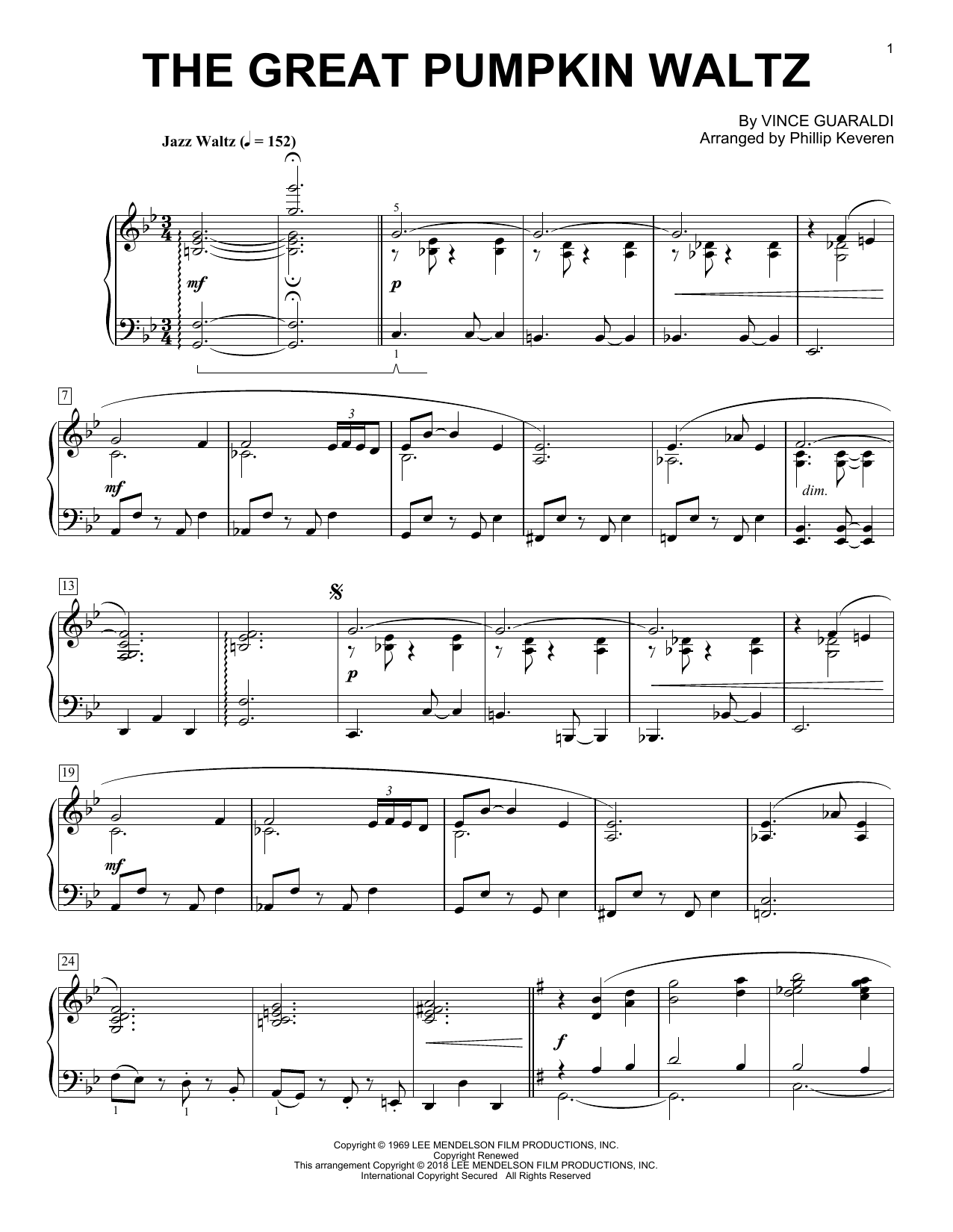 Phillip Keveren The Great Pumpkin Waltz sheet music notes and chords. Download Printable PDF.