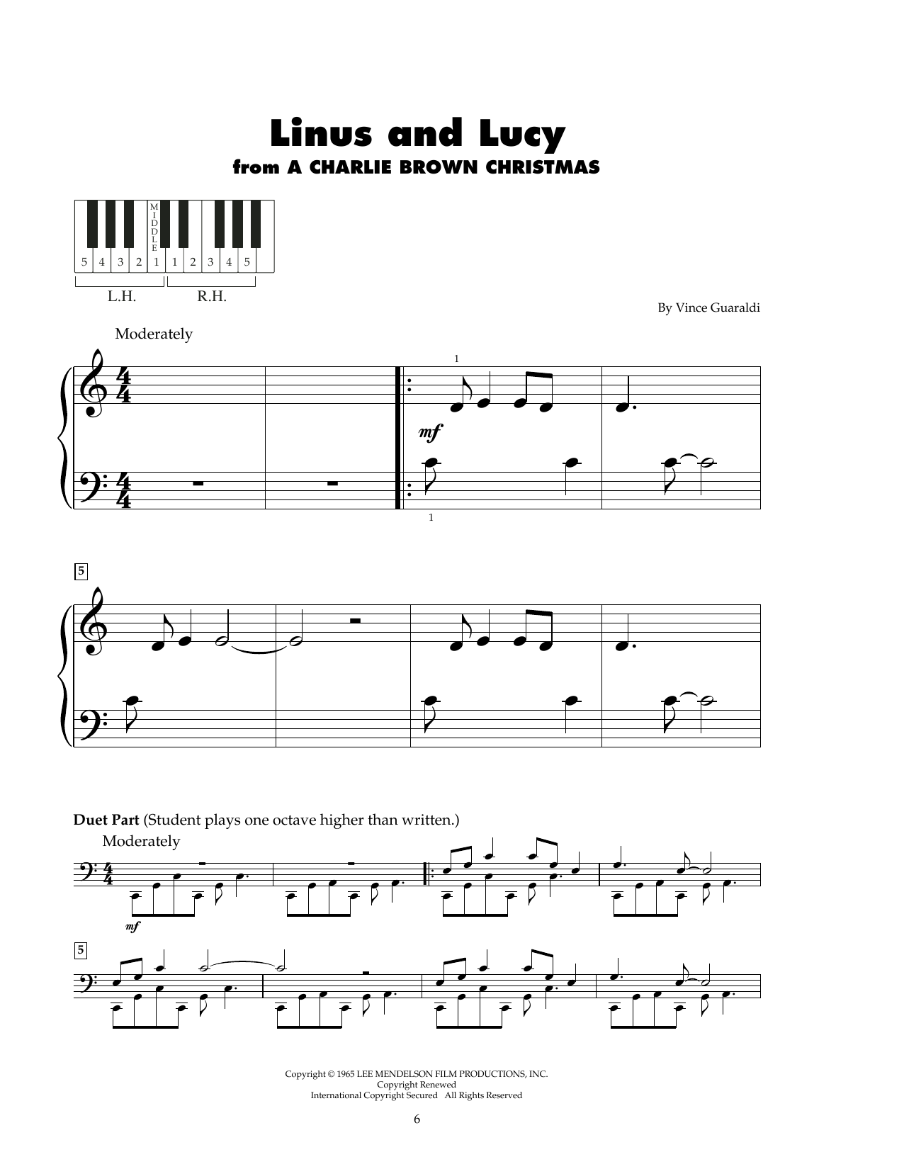 Vince Guaraldi Trio Linus And Lucy sheet music notes and chords. Download Printable PDF.