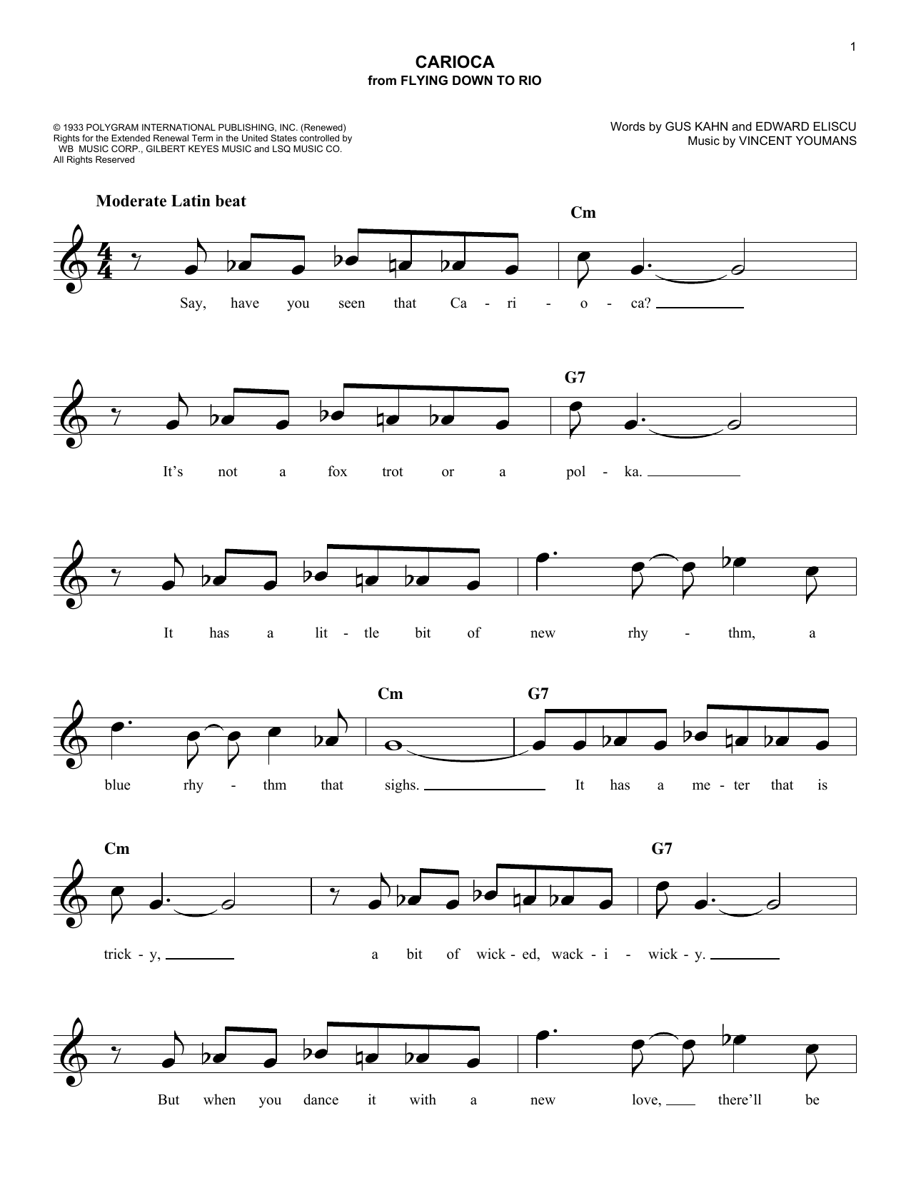 Vincent Youmans The Carioca sheet music notes and chords. Download Printable PDF.