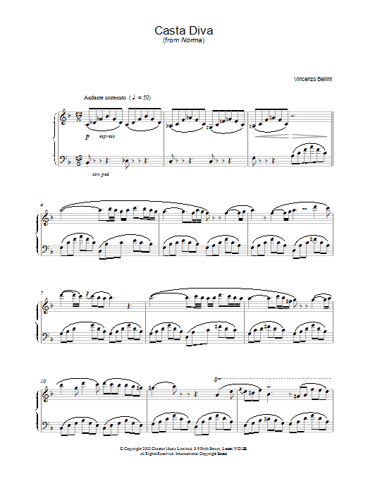 Vincenzo Bellini Casta Diva sheet music notes and chords. Download Printable PDF.