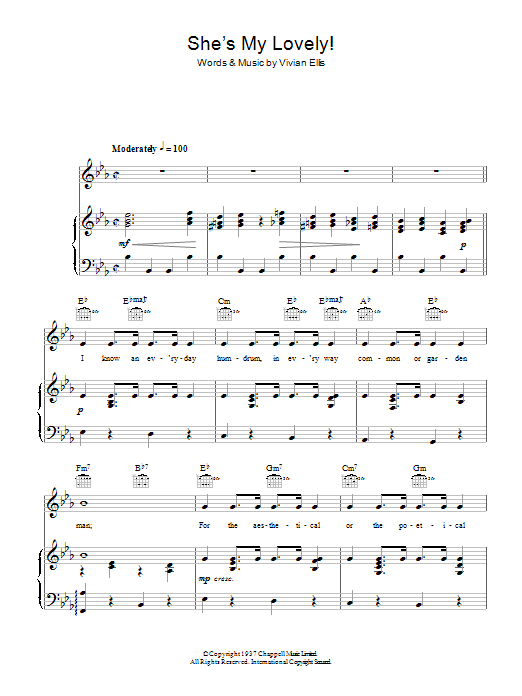 Vivian Ellis She's My Lovely sheet music notes and chords. Download Printable PDF.