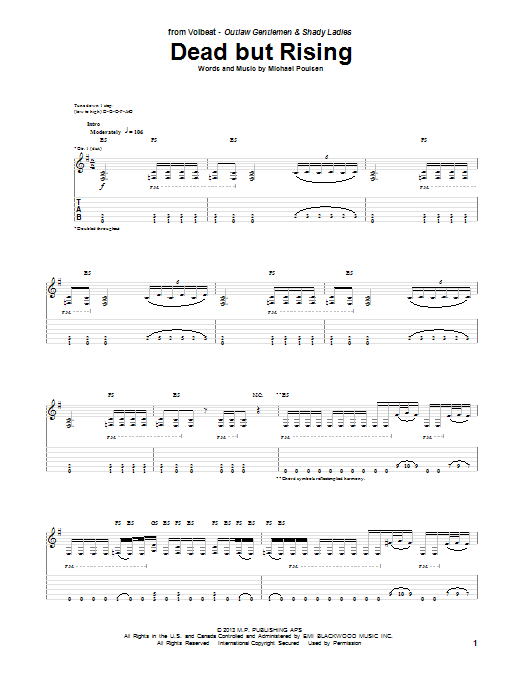 Volbeat Dead But Rising sheet music notes and chords. Download Printable PDF.