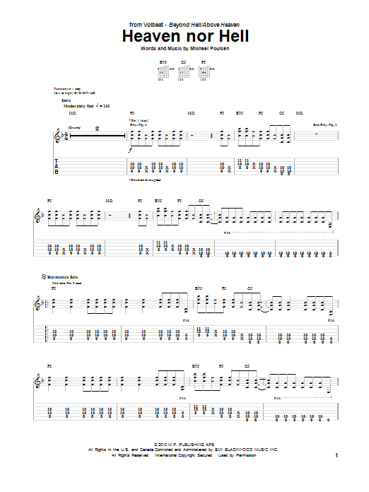 Learn to play Volbeat Heaven Nor Hell sheet music for Guitar Tab in minutes. Price: 7.8900$ Volbeat Heaven Nor Hell sheet music notes and chords arranged for Guitar Tab