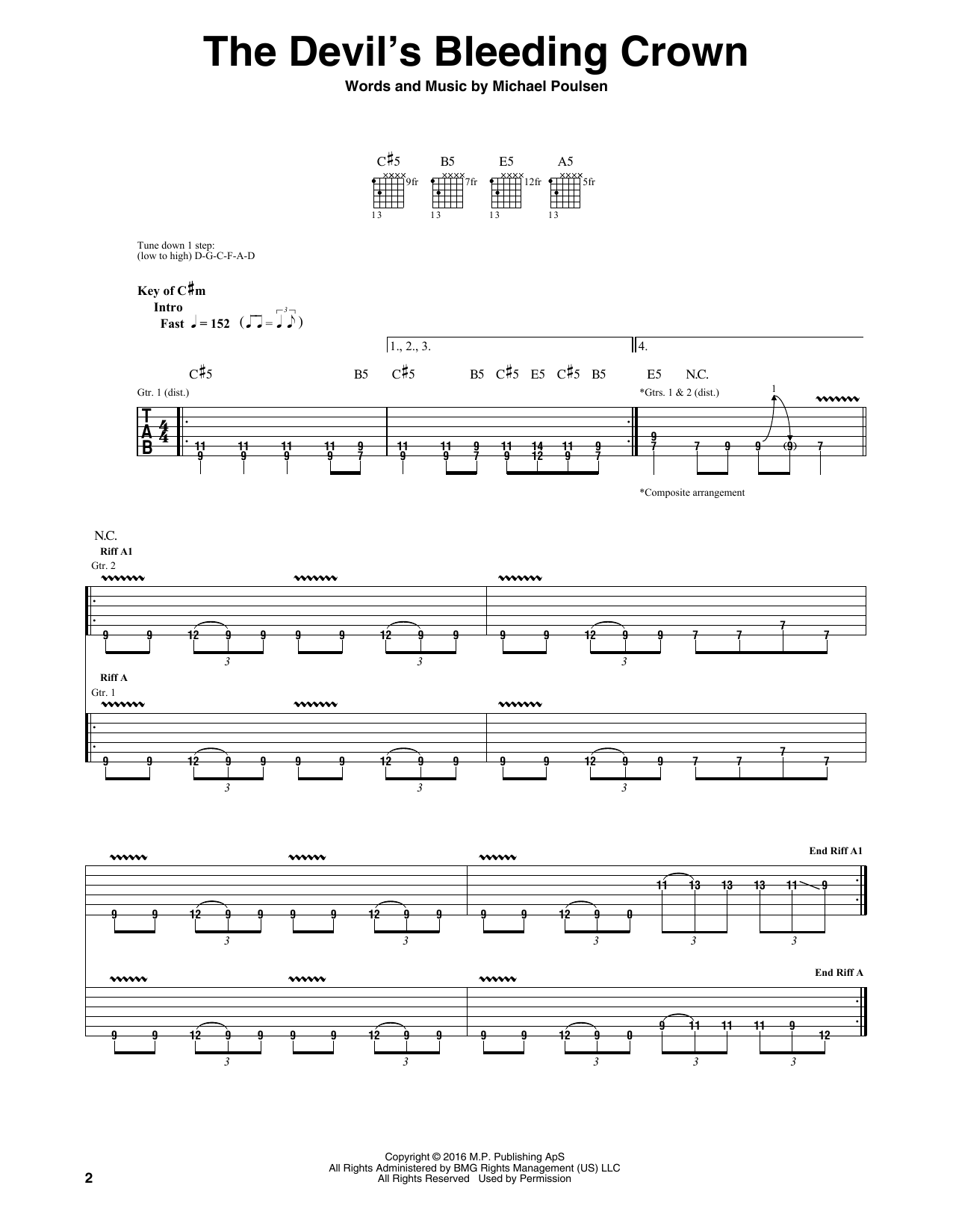 Volbeat The Devil's Bleeding Crown sheet music notes and chords. Download Printable PDF.