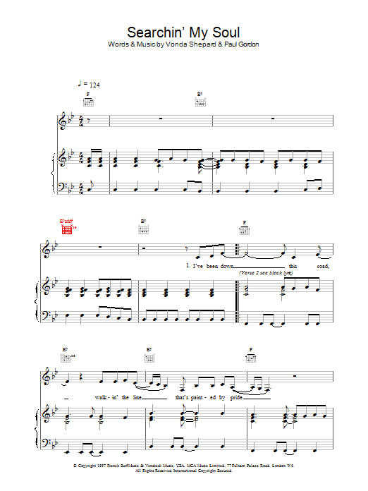 Vonda Shepard Searchin' My Soul (theme from Ally McBeal) sheet music notes and chords. Download Printable PDF.
