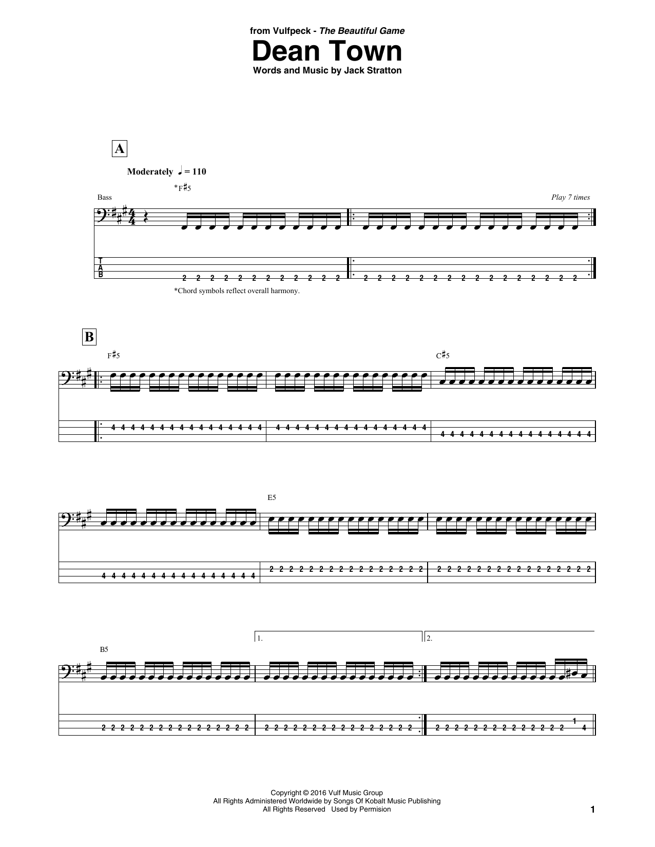 Vulfpeck Dean Town sheet music notes and chords. Download Printable PDF.