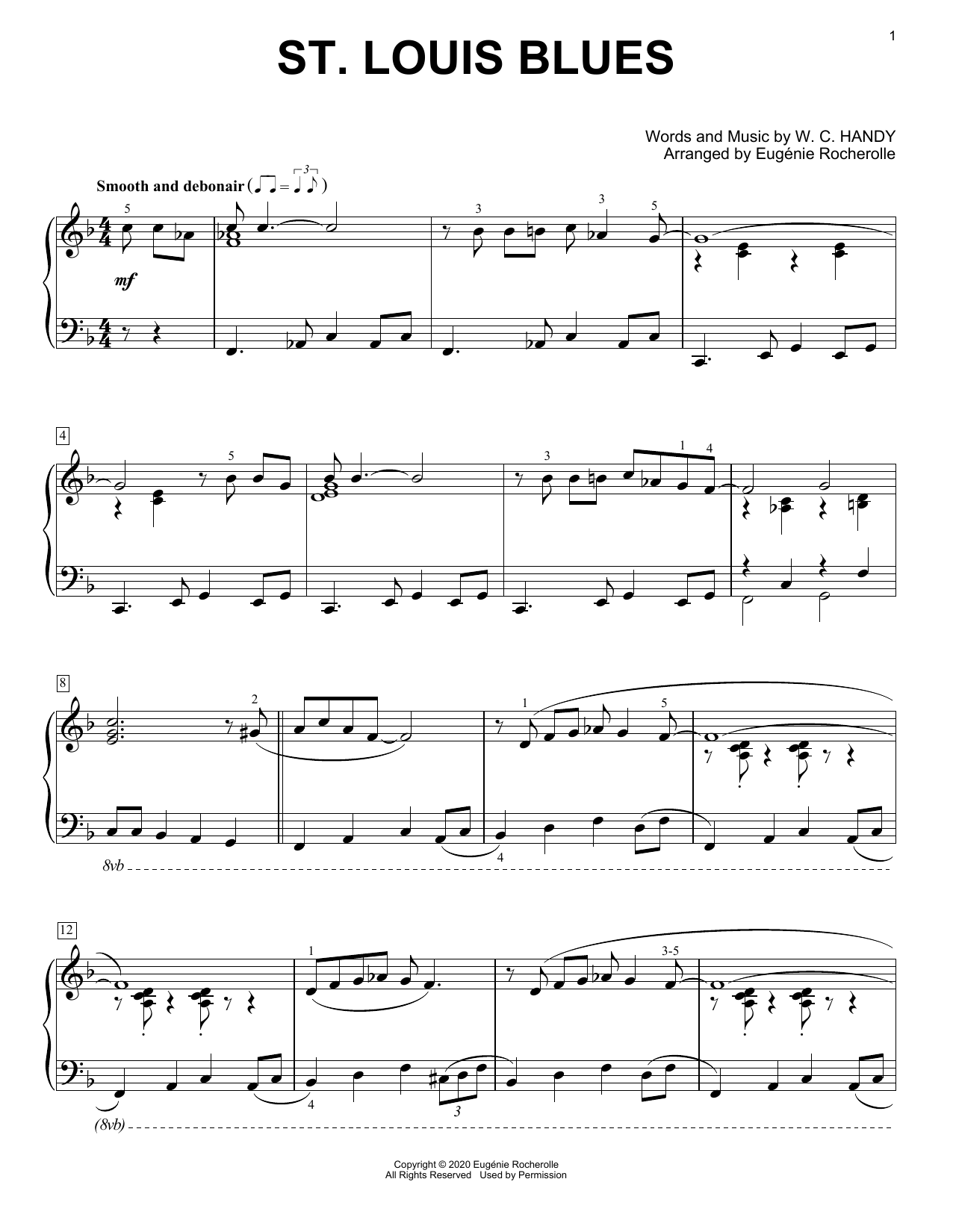 W. C. Handy St. Louis Blues [Boogie-woogie version] (arr. Eugénie Rocherolle) sheet music notes and chords. Download Printable PDF.