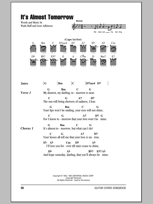 Wade Buff It's Almost Tomorrow sheet music notes and chords. Download Printable PDF.