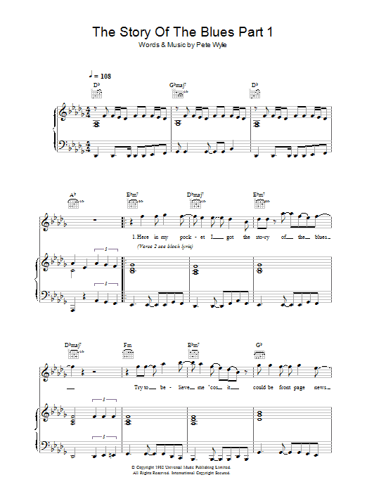 Learn to play Wah! The Story Of The Blues Part 1 sheet music for Piano, Vocal & Guitar Chords in minutes. Price: 7.8900$ Wah! The Story Of The Blues Part 1 sheet music notes and chords arranged for Piano, Vocal & Guitar Chords