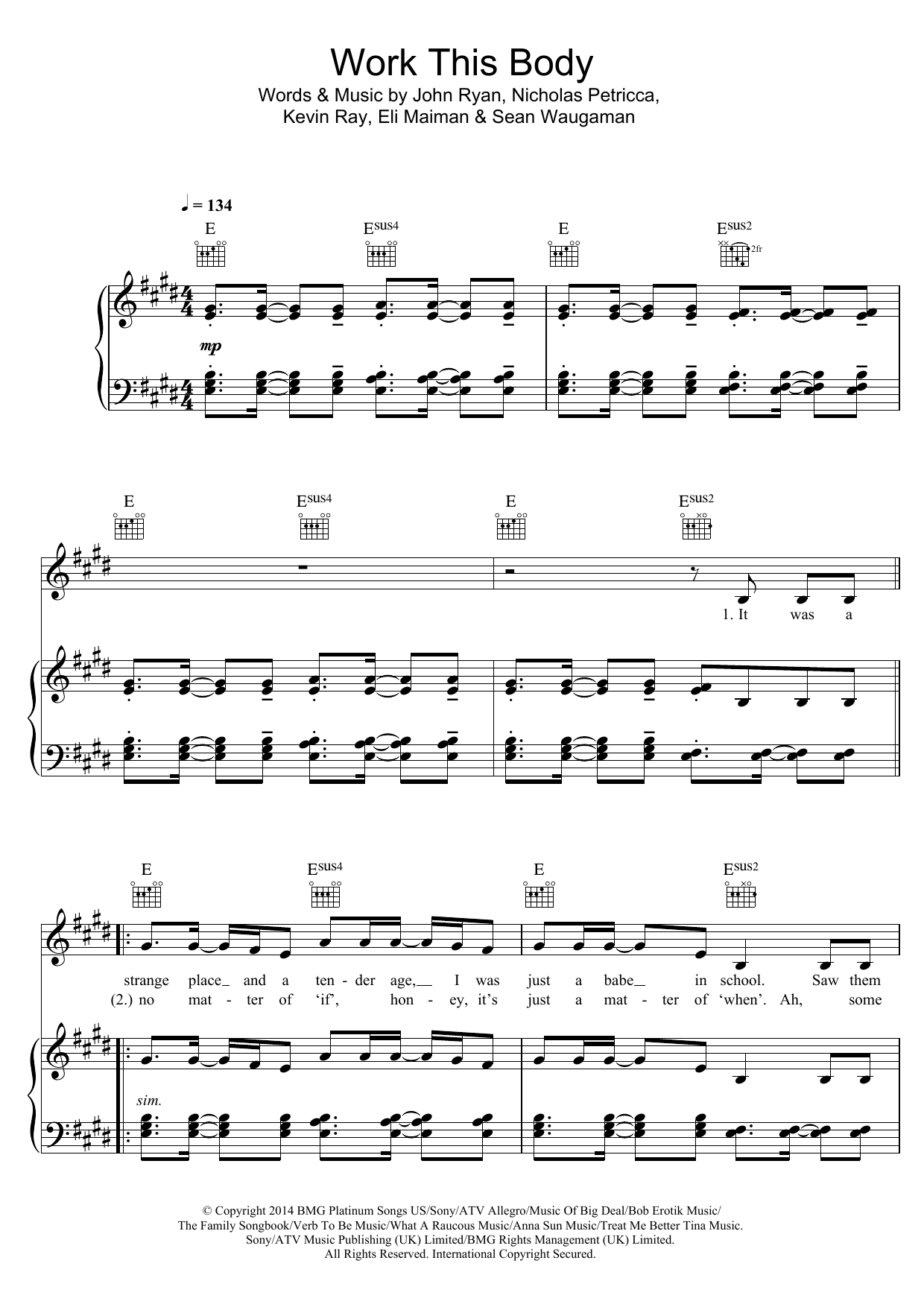 Learn to play Walk The Moon Work This Body sheet music for Piano, Vocal & Guitar Chords in minutes. Price: 7.8900$ Walk The Moon Work This Body sheet music notes and chords arranged for Piano, Vocal & Guitar Chords