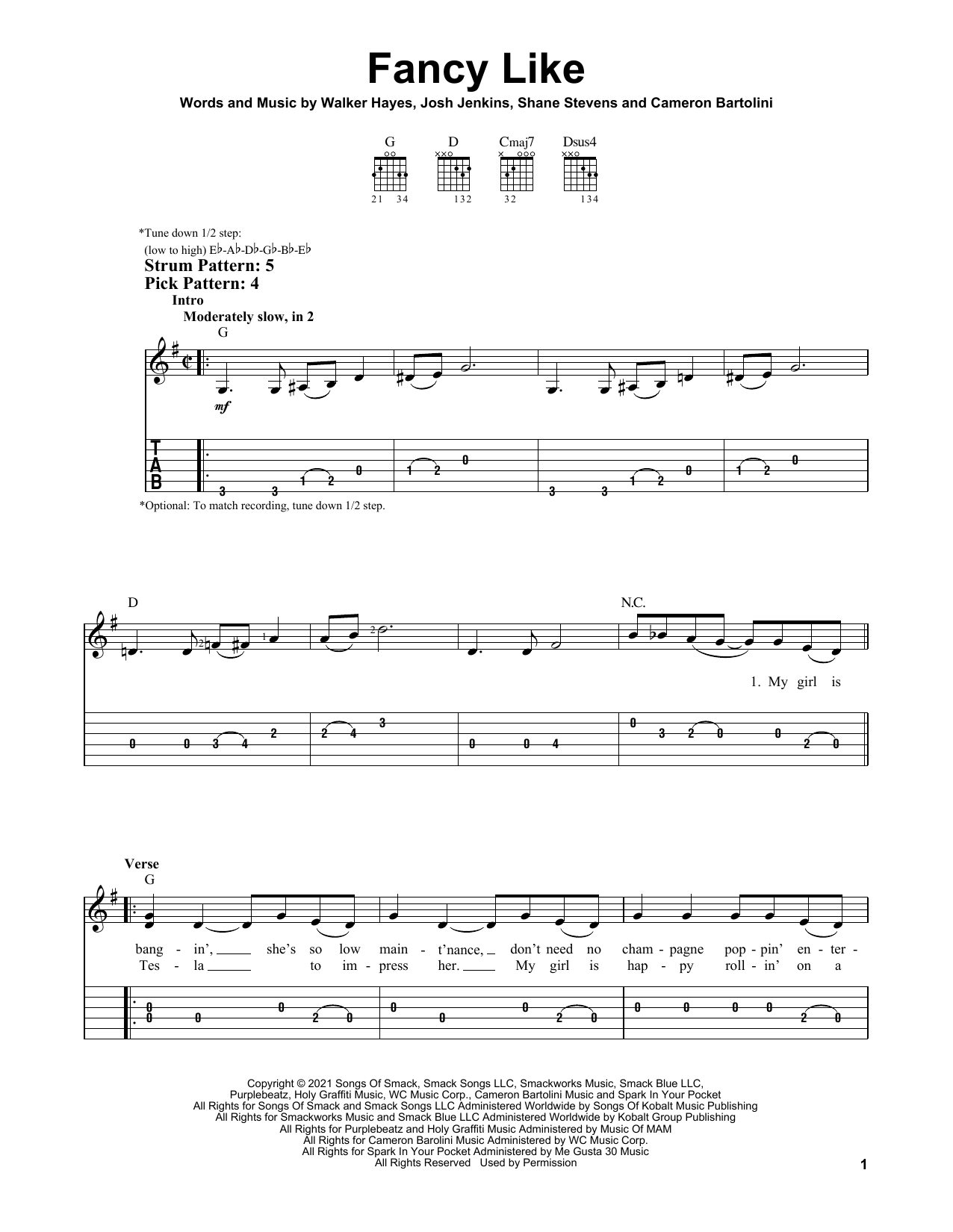 Walker Hayes Fancy Like sheet music notes and chords. Download Printable PDF.