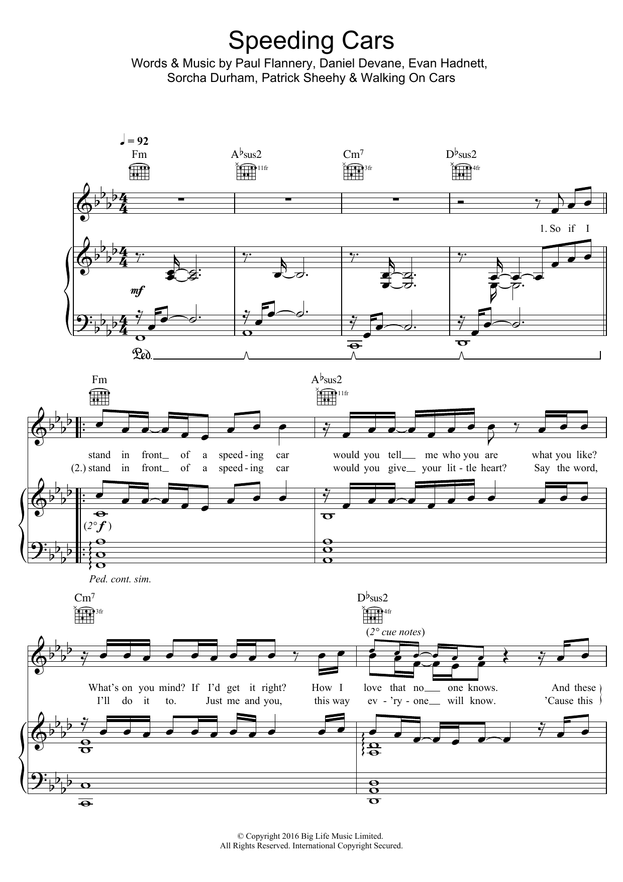 Learn to play Walking On Cars Speeding Cars sheet music for Piano, Vocal & Guitar Chords in minutes. Price: 7.8900$ Walking On Cars Speeding Cars sheet music notes and chords arranged for Piano, Vocal & Guitar Chords